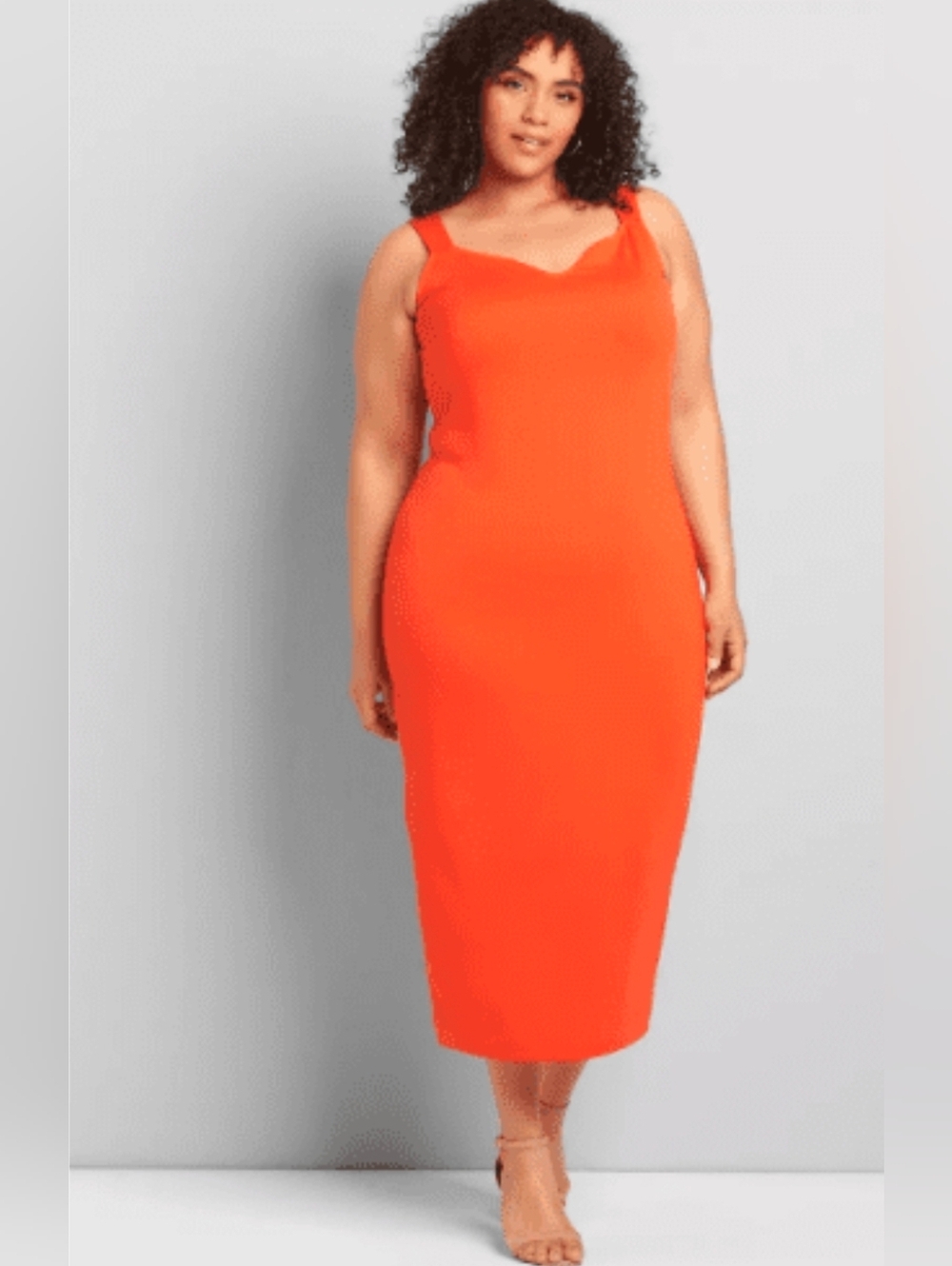Lane Bryant Vibrant Orange Bodycon Midi Dress